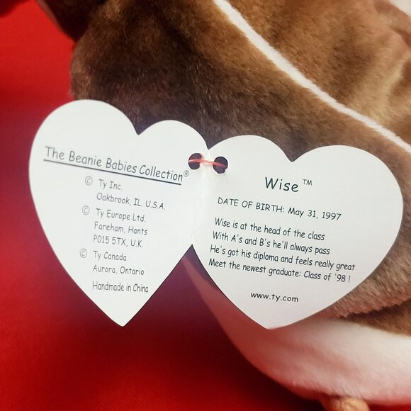 Ty Beanie Babies Wise The Graduation Owl1998 Animal Plush Stuff Toy - Picture 5 of 13